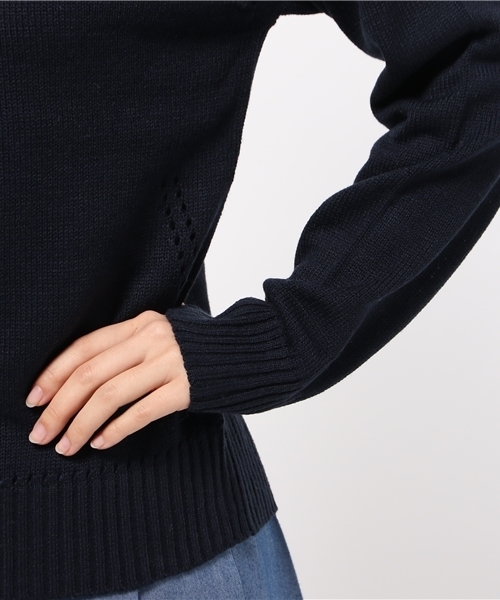 SEVENDAYS=SUNDAY（セブンデイズサンデイ）の「アイレット入　プルオーバー（ニット/セーター・レディース・モカ/オフホワイト/杢グレー/ネイビー・LARGE/MEDIUM）」の9枚目の写真