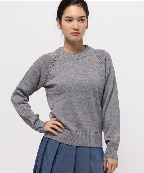 SEVENDAYS=SUNDAY（セブンデイズサンデイ）の「アイレット入　プルオーバー（ニット/セーター・レディース・モカ/オフホワイト/杢グレー/ネイビー・LARGE/MEDIUM）」の12枚目の写真