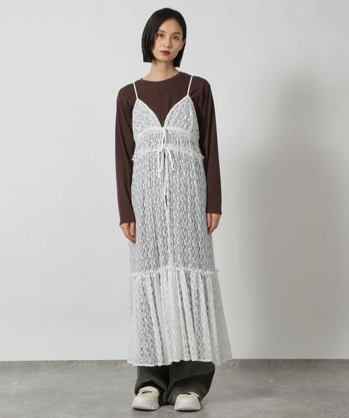 LAKOLE(ラコレ)の「レースキャミワンピース / 206805(ワンピース・レディース・ブラック/オフホワイト・FREE)」の2枚目の写真