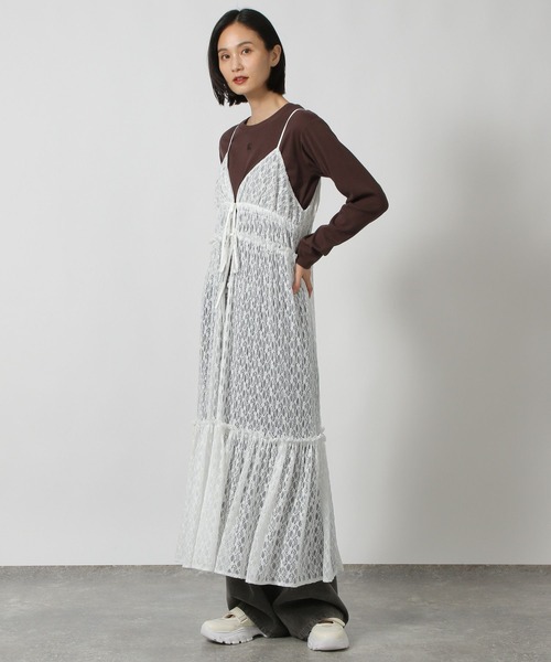 LAKOLE(ラコレ)の「レースキャミワンピース / 206805(ワンピース・レディース・ブラック/オフホワイト・FREE)」の4枚目の写真