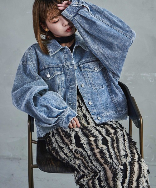 デニムショートジャケット ショート丈 クロップド丈 ドロップ