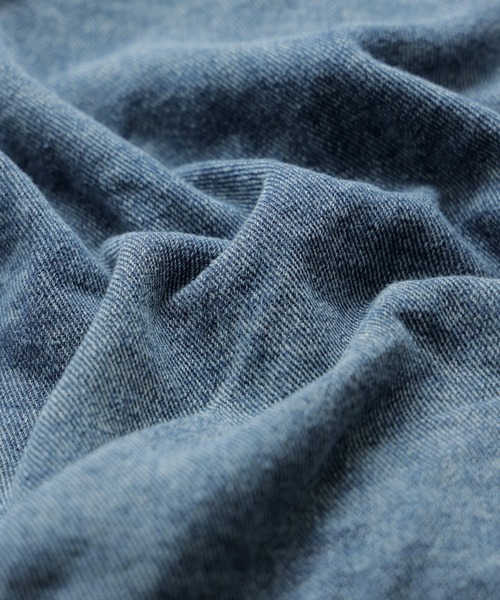 Fashion Letter（ファッションレター）の「デニムショートジャケット ショート丈 クロップド丈 ドロップショルダー（デニムジャケット・レディース・ブルー/ライトブルー/ブラック・M）」の12枚目の写真