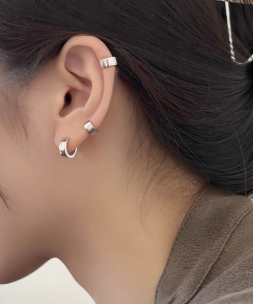 セール】シンプルミディワイドリングミニフープピアス/ペア(RO