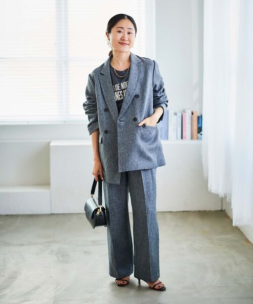 le.coeur blanc(ルクールブラン)の「ヘリンボーンタックワイドパンツ(その他パンツ・レディース・グレー系その他2/グレー系その他・36/38)」の3枚目の写真