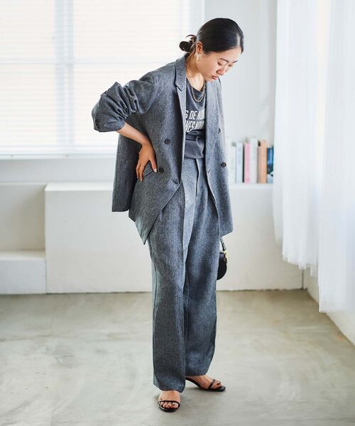 le.coeur blanc(ルクールブラン)の「ヘリンボーンタックワイドパンツ(その他パンツ・レディース・グレー系その他2/グレー系その他・36/38)」の4枚目の写真