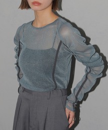 cheriella（シェリエラ）の「【cheriella】新色追加 ソフトラメシアーパフスリーブトップス NEW COLOR SOFT LAME SHEER PUFF SLEEVE TOPS（Tシャツ/カットソー）」