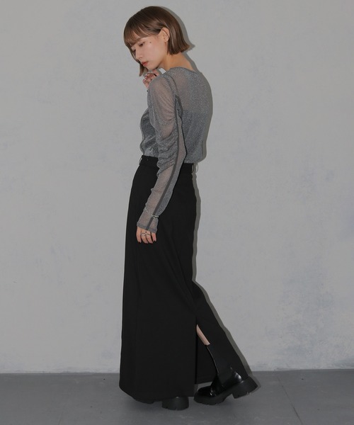 cheriella（シェリエラ）の「【cheriella】新色追加 ソフトラメシアーパフスリーブトップス NEW COLOR SOFT LAME SHEER PUFF SLEEVE TOPS（Tシャツ/カットソー・レディース・ブラック/ブルーグリーン/チャコール/アイボリー・M）」の20枚目の写真