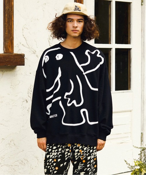 空紡糸裏毛 落描きBIGクルースウェット IHNI（スウェット）｜go slow caravan（ゴースローキャラバン）