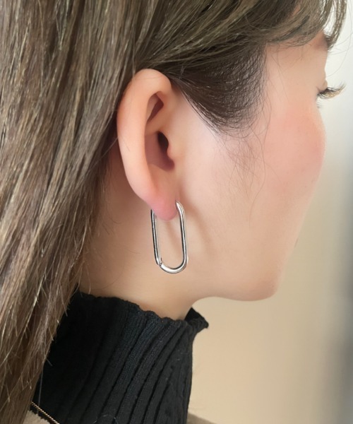 オーバルフープピアス  (両耳用)