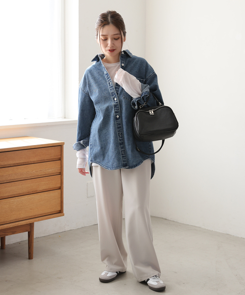 JOURNAL STANDARD(ジャーナルスタンダード)の「《追加3》クルーネックシアーロングTシャツ(Tシャツ/カットソー・レディース・ストーン/ブラック/ホワイト/チャコールグレー・FREE)」の15枚目の写真