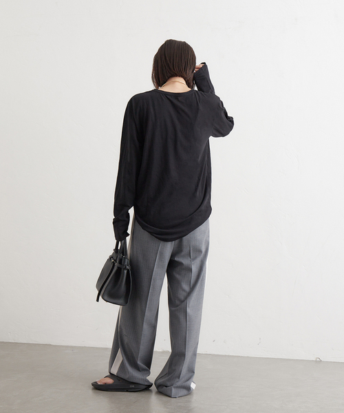 JOURNAL STANDARD(ジャーナルスタンダード)の「《追加3》クルーネックシアーロングTシャツ(Tシャツ/カットソー・レディース・ストーン/ブラック/ホワイト/チャコールグレー・FREE)」の21枚目の写真
