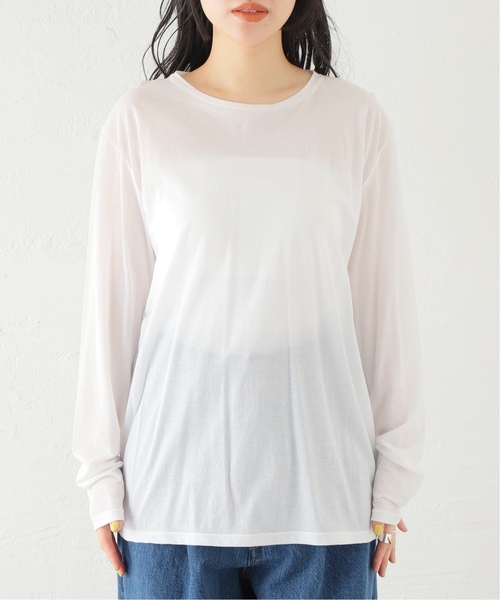 JOURNAL STANDARD(ジャーナルスタンダード)の「《追加3》クルーネックシアーロングTシャツ(Tシャツ/カットソー・レディース・ストーン/ブラック/ホワイト/チャコールグレー・FREE)」の6枚目の写真