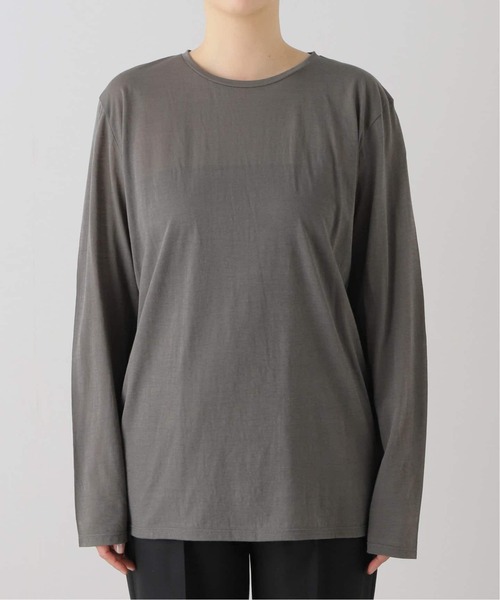 JOURNAL STANDARD(ジャーナルスタンダード)の「《追加3》クルーネックシアーロングTシャツ(Tシャツ/カットソー・レディース・ストーン/ブラック/ホワイト/チャコールグレー・FREE)」の10枚目の写真
