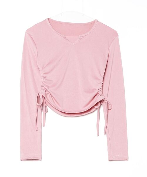 Per sist ence(パーシエンス)の「サイドシャーリング ラウンドネックVカットTシャツ(Tシャツ/カットソー・レディース・ホワイト/ピンク/ダークグレー/ブラック・MEDIUM/LARGE/X-LARGE/SMALL)」の5枚目の写真