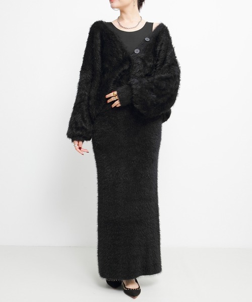 ▼上質✨ドゥロワー【2】カシミヤ100％ シャギー ニット 毛足長 ブラック セール】毛足の長い、ラグジュアリーな印象。シャギーニット