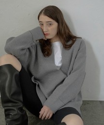 【MINERTE】2way collared deep vneck knit / 2way襟付きディープVネックニット