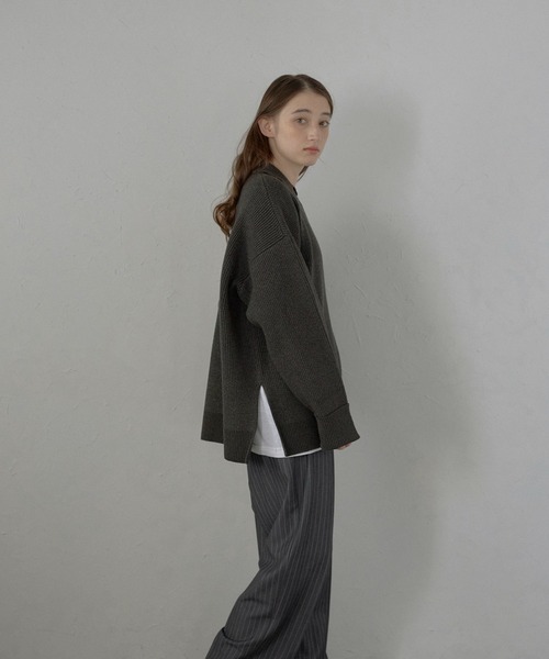 ニット セーター 「MINERTE」2way collared deep vneck knit / 2way襟付きディープVネックニット レディース セール】【MINERTE】2way collared deep vneck knit / 2way襟