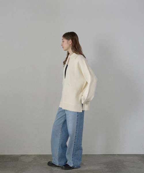 MINERTE（ミネルテ）の「【MINERTE】2way collared deep vneck knit / 2way襟付きディープVネックニット（ニット/セーター・レディース・チャコールグレー/グレー/アイボリー・FREE）」の16枚目の写真