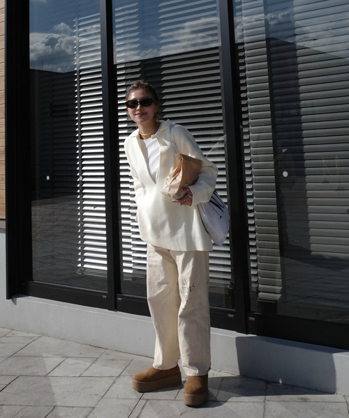 MINERTE（ミネルテ）の「【MINERTE】2way collared deep vneck knit / 2way襟付きディープVネックニット（ニット/セーター・レディース・チャコールグレー/グレー/アイボリー・FREE）」の6枚目の写真