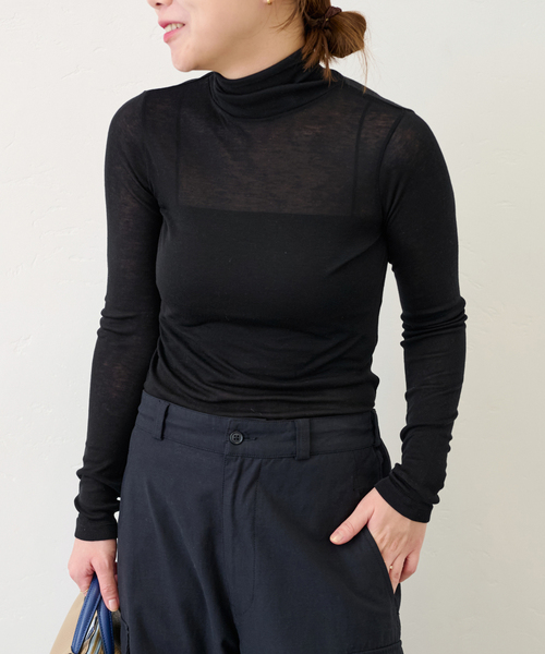 【セール】シアーハイネックプルオーバー（Tシャツ/カットソー）｜U by SPICK&SPAN（ユーバイスピックアンドスパン）