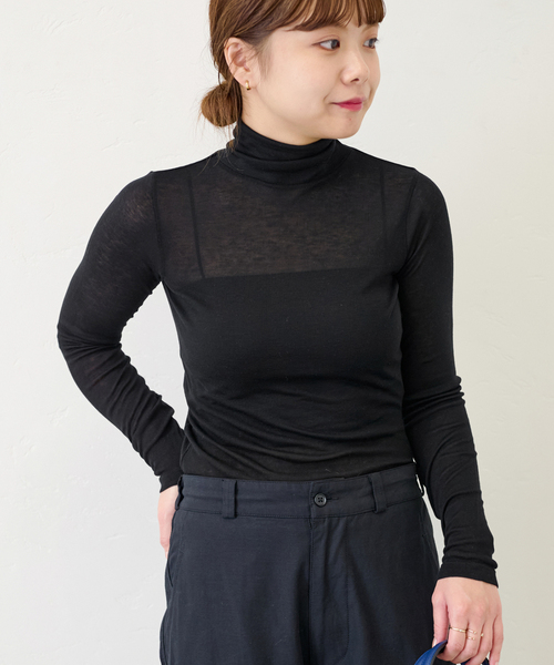 【セール】シアーハイネックプルオーバー（Tシャツ/カットソー）｜U by SPICK&SPAN（ユーバイスピックアンドスパン）