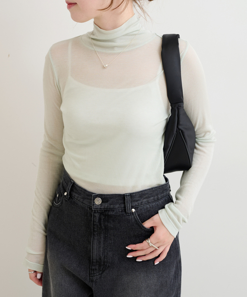 【セール】シアーハイネックプルオーバー（Tシャツ/カットソー）｜U by SPICK&SPAN（ユーバイスピックアンドスパン）