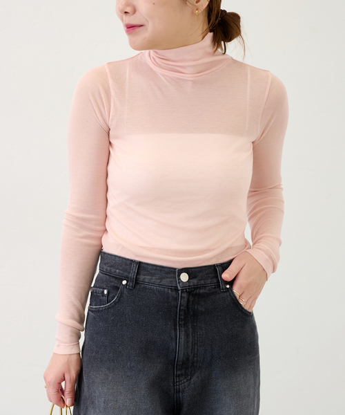 【セール】シアーハイネックプルオーバー（Tシャツ/カットソー）｜U by SPICK&SPAN（ユーバイスピックアンドスパン）