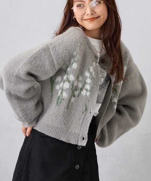 セール】フラワージャガードカーディガン（カーディガン/ボレロ