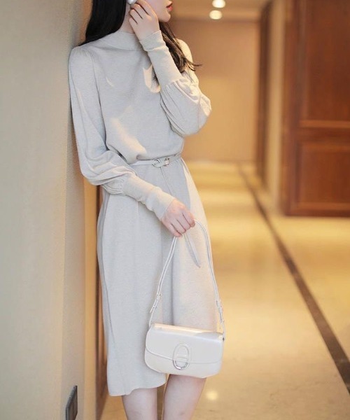 Coo+i（クーイ）の「長袖ロングニットワンピース（ワンピース・レディース・ブラック/ベージュ・FREE）」の10枚目の写真