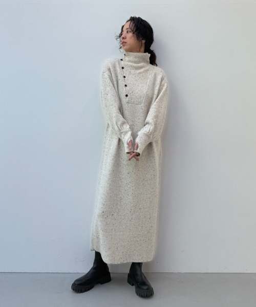 y/m（イム）の「ネップストレートラインニットワンピース（ワンピース・レディース・モカ/ベージュ・FREE）」の9枚目の写真