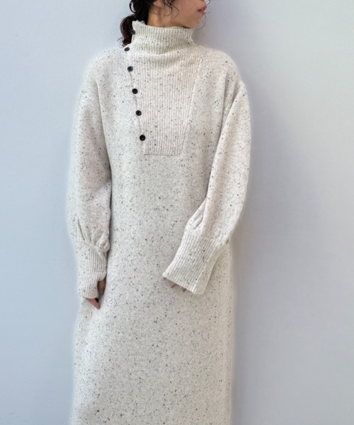 y/m（イム）の「ネップストレートラインニットワンピース（ワンピース・レディース・モカ/ベージュ・FREE）」の5枚目の写真