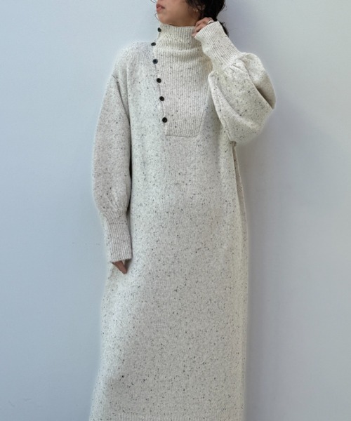 y/m（イム）の「ネップストレートラインニットワンピース（ワンピース・レディース・モカ/ベージュ・FREE）」の6枚目の写真