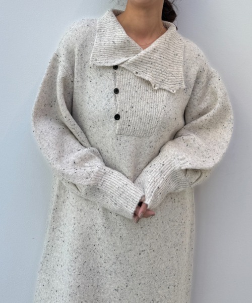 y/m（イム）の「ネップストレートラインニットワンピース（ワンピース・レディース・モカ/ベージュ・FREE）」の16枚目の写真