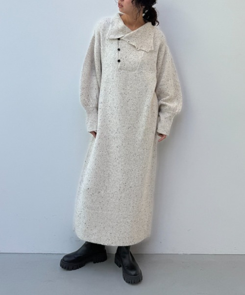 y/m（イム）の「ネップストレートラインニットワンピース（ワンピース・レディース・モカ/ベージュ・FREE）」の20枚目の写真