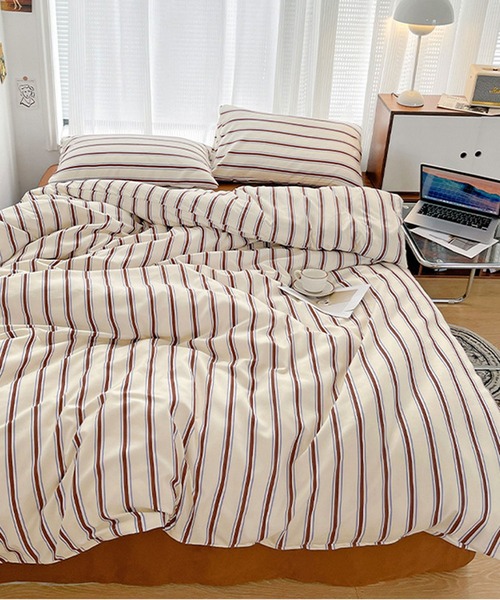 VIBGYOR(ヴィブジョー)の「【 somni / ソニ 】 寝具3点セット ストライプ シングル ベッドカバー 枕カバー(寝具・レディース・ブラウン系1/ピンク/ブルー系1/グリーン/ブルー系2・FREE)」の2枚目の写真