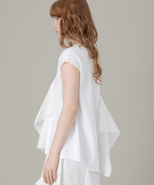 AULA AILA（アウラアイラ）の「タフタコンビネーションTシャツ（Tシャツ/カットソー・レディース・ブラック/オフホワイト/ブルー・0）」の5枚目の写真