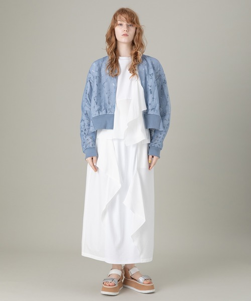 AULA AILA（アウラアイラ）の「タフタコンビネーションTシャツ（Tシャツ/カットソー・レディース・ブラック/オフホワイト/ブルー・0）」の8枚目の写真