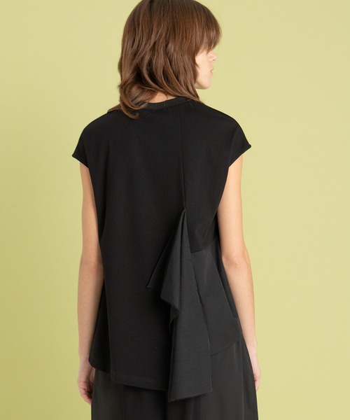 AULA AILA（アウラアイラ）の「タフタコンビネーションTシャツ（Tシャツ/カットソー・レディース・ブラック/オフホワイト/ブルー・0）」の11枚目の写真