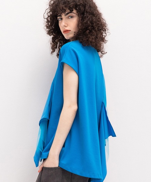 AULA AILA（アウラアイラ）の「タフタコンビネーションTシャツ（Tシャツ/カットソー・レディース・ブラック/オフホワイト/ブルー・0）」の22枚目の写真