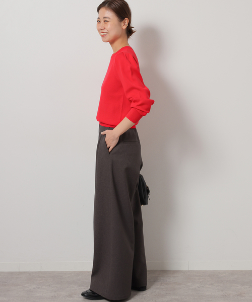 JOURNAL STANDARD relume（ジャーナルスタンダード　レリューム）の「《追加2》ウォッシャブルパフスリーブプルオーバー（ニット/セーター・レディース・チャコールグレー/ブラック/アイボリー/レッド・FREE）」の6枚目の写真