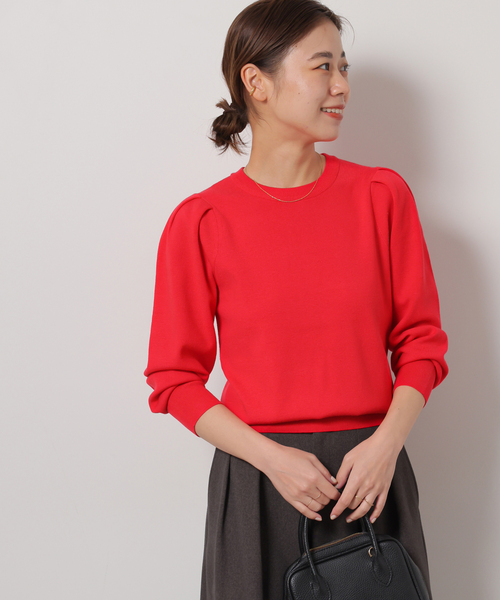 JOURNAL STANDARD relume（ジャーナルスタンダード　レリューム）の「《追加2》ウォッシャブルパフスリーブプルオーバー（ニット/セーター・レディース・チャコールグレー/ブラック/アイボリー/レッド・FREE）」の9枚目の写真