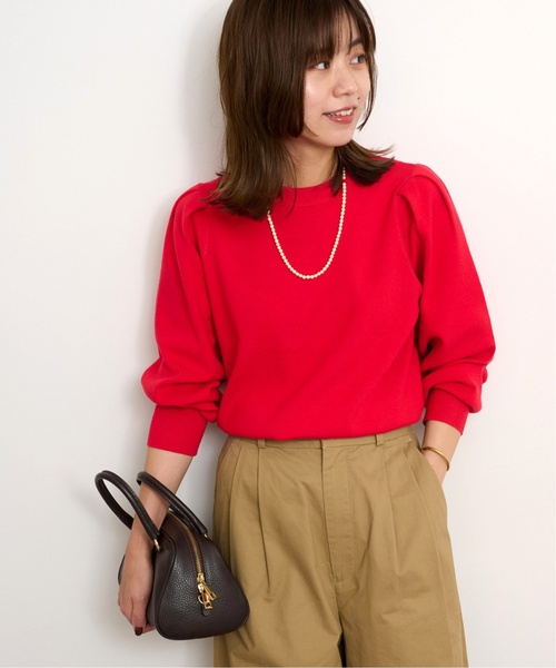 JOURNAL STANDARD relume（ジャーナルスタンダード　レリューム）の「《追加2》ウォッシャブルパフスリーブプルオーバー（ニット/セーター・レディース・チャコールグレー/ブラック/アイボリー/レッド・FREE）」の15枚目の写真