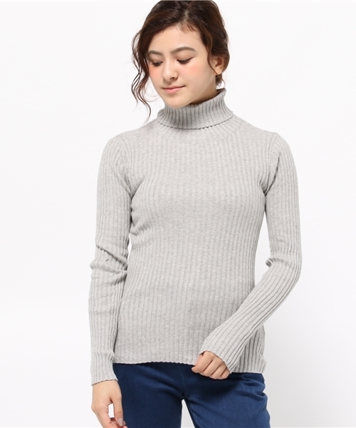 CIAOPANIC(チャオパニック)の「【Ciaopanic】 リブ編みタートルKNIT(ニット/セーター・レディース・オフホワイト/グレー/ブラック/レッド・FREE)」の1枚目の写真