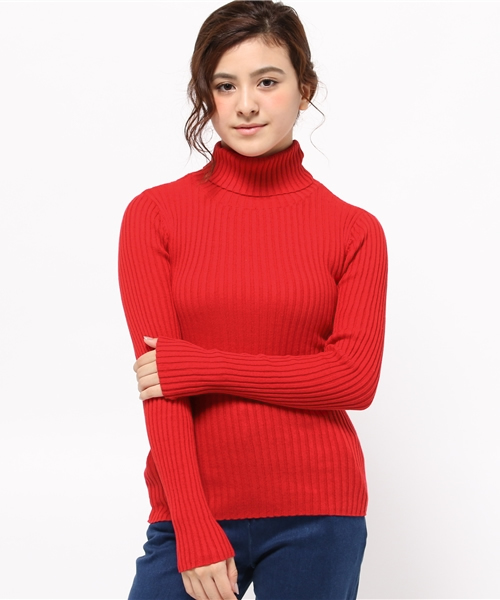 CIAOPANIC(チャオパニック)の「【Ciaopanic】 リブ編みタートルKNIT(ニット/セーター・レディース・オフホワイト/グレー/ブラック/レッド・FREE)」の4枚目の写真