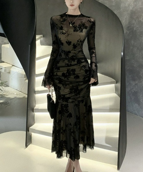 【セール】シアーボタニカル美ボディードレス（ドレス）｜Ritomo De Ricco（リトモ・デ・リコ） 6,314円