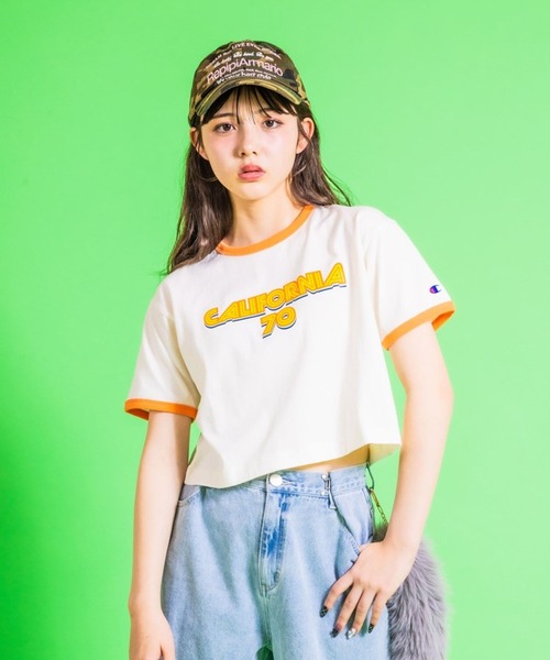 repipi armario(レピピ アルマリオ)の「【champion/チャンピオン×repipi】ロゴリンガーT(Tシャツ/カットソー・キッズ・グレー/ホワイト/ブルー・LARGE/SMALL/MEDIUM)」の2枚目の写真