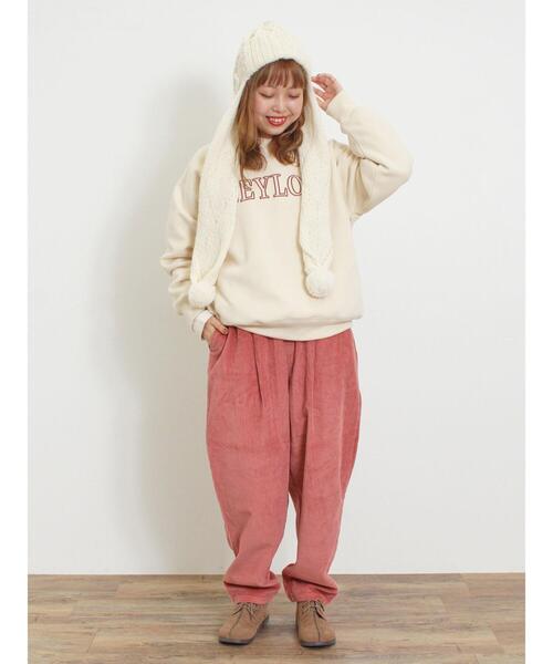 Samansa Mos2(サマンサ モスモス)の「裏ボアロゴプリントスウェット(Tシャツ/カットソー・レディース・ピンク/キナリ/ブルー/チャコールグレー・F)」の9枚目の写真
