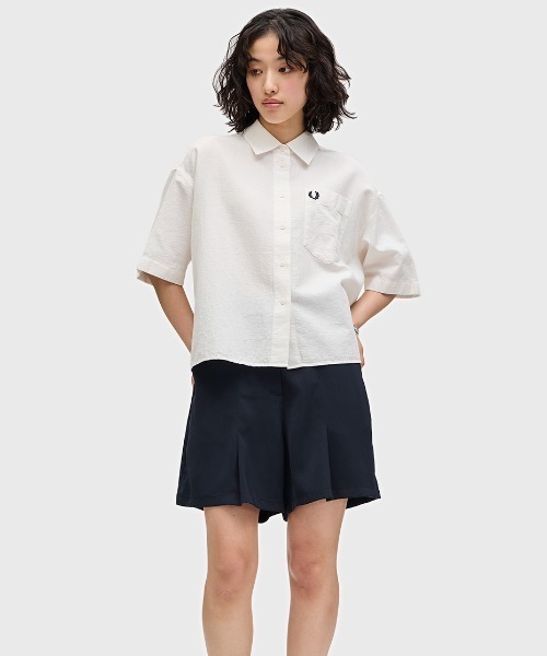 FRED PERRY（フレッドペリー）の「Seersucker Shirt／シアサッカーシャツ（シャツ/ブラウス・レディース・ホワイト・10）」の9枚目の写真