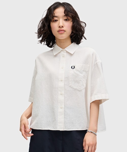 【新品未使用】フレッド ペリー クルーネックシアサッカーシャツ セール】Seersucker Shirt／シアサッカーシャツ（シャツ