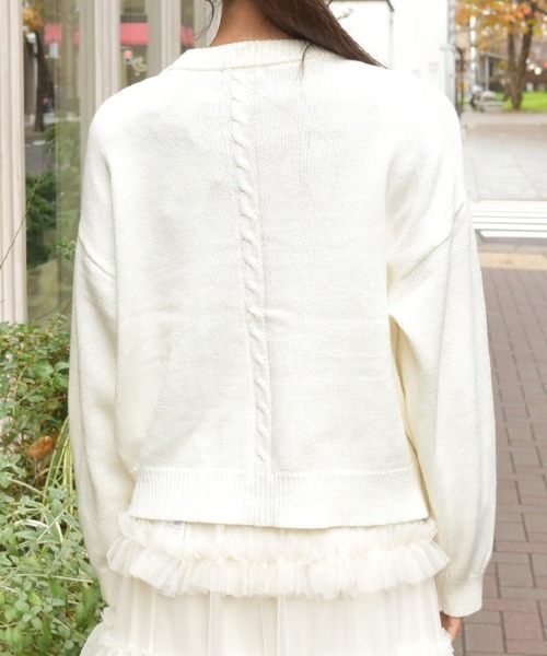 axes femme（アクシーズファム）の「リボンポケットニットカーデ（カーディガン/ボレロ・レディース・ホワイト/グレー/ブルー/ラベンダー・FREE）」の6枚目の写真